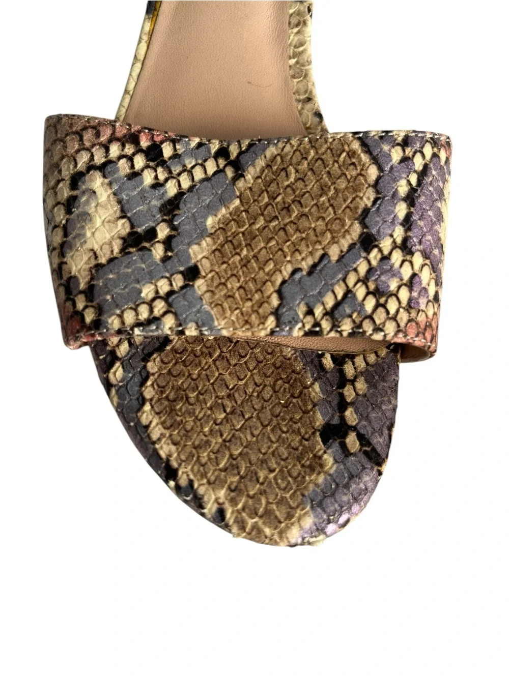 Kate Spade Metallic Leather Snake-Embossed Kitten Heel Slide Sandals -Sz 6